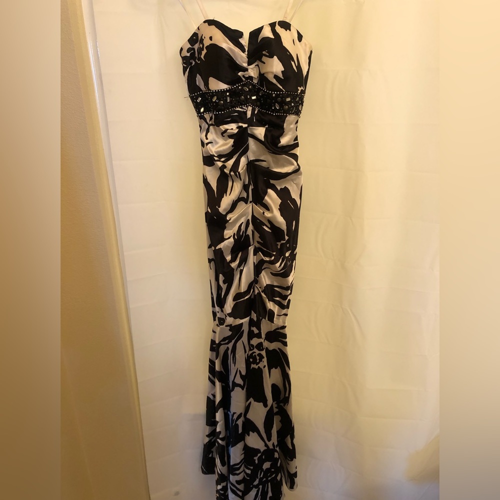 White and black formal dress